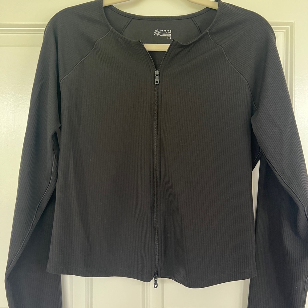 OFFLINE by Aerie Real me XTRA Ribbed full zip jacket